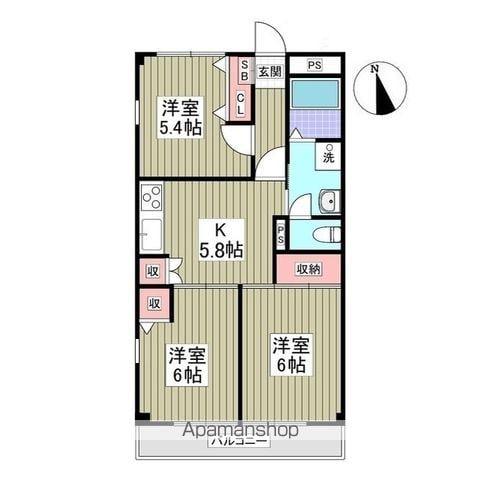 MIYAMAⅡー1(3K/3階)の間取り写真