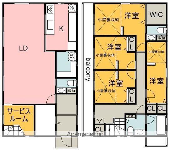 西武鉄道多摩川線 多磨駅 徒歩9分 2階建 築3年(4SLDK)の間取り写真