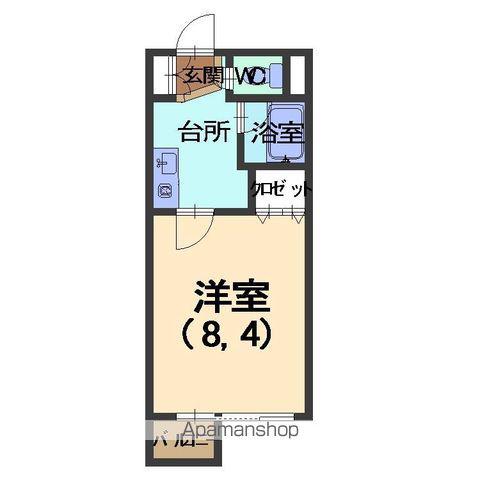 サンハイム涌波(1K/4階)の間取り写真