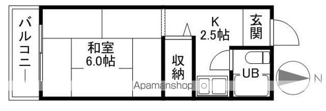 ホワイトヴィラ宮川(1K/2階)の間取り写真