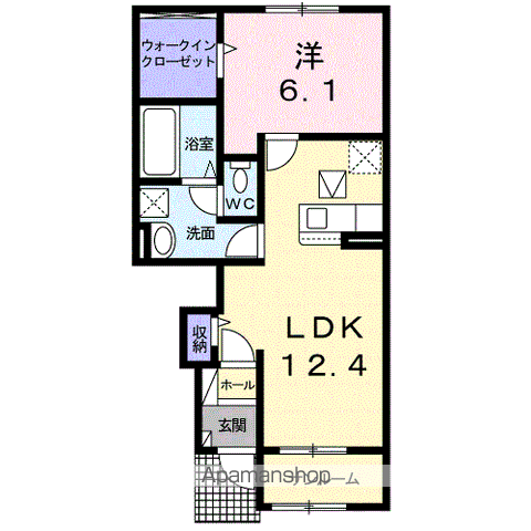 クラレスC(1LDK/1階)の間取り写真
