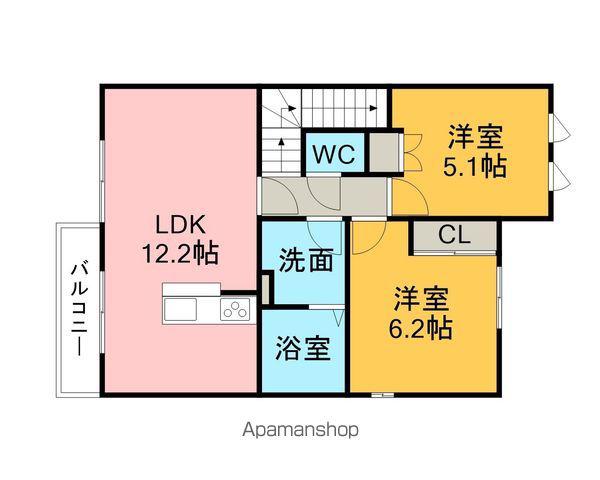 VOLL GLANTZ(2LDK/2階)の間取り写真
