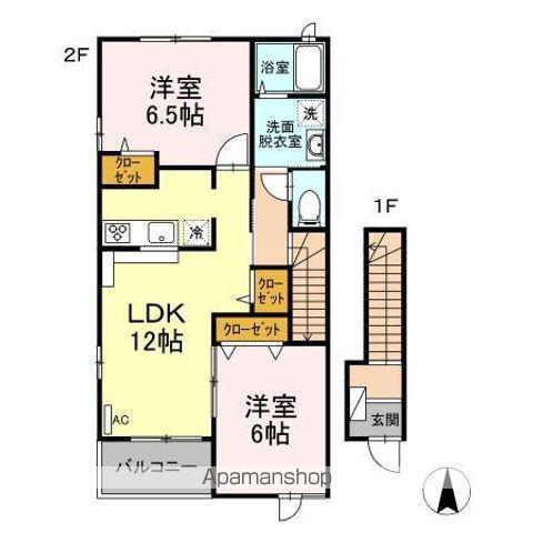 スカイハイ51 A(2LDK/2階)の間取り写真