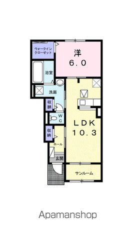 クレメント Ⅱ(1LDK/1階)の間取り写真