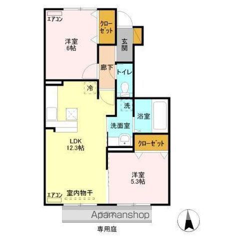 イーグレット B(2LDK/1階)の間取り写真