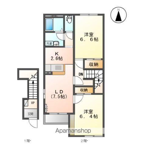 ハイツ憩(2LDK/2階)の間取り写真