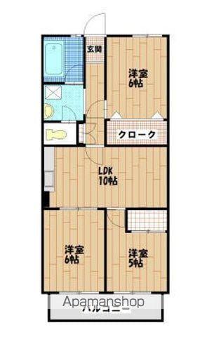 三愛荒江マンション(3LDK/2階)の間取り写真