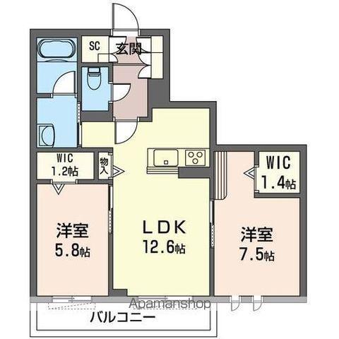 ORTENSIA.H(2LDK/3階)の間取り写真