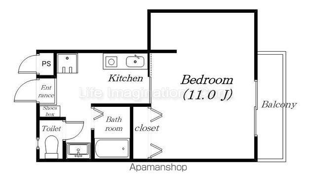 エクセラート瀬田(1K/2階)の間取り写真