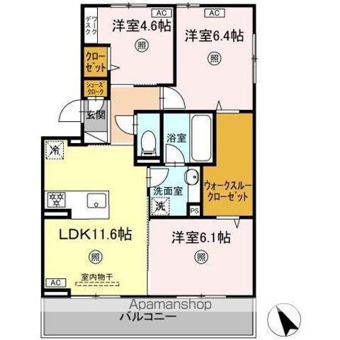 D-ROOM鷹の巣(3LDK/2階)の間取り写真