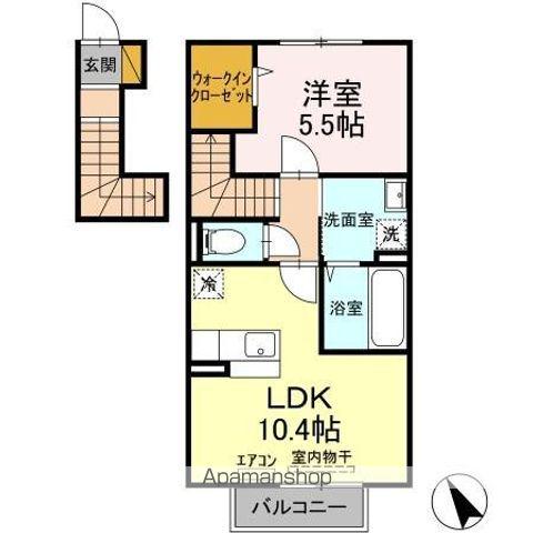 ボヌールヴィー(1LDK/2階)の間取り写真
