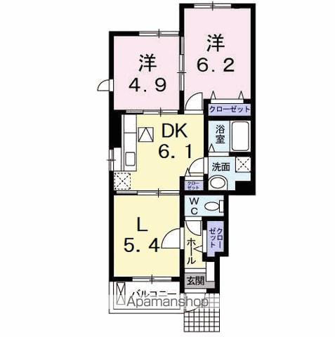 プリマベーラ D(2LDK/1階)の間取り写真