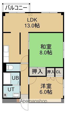 ロクゴーリーブル梁川(2LDK/2階)の間取り写真