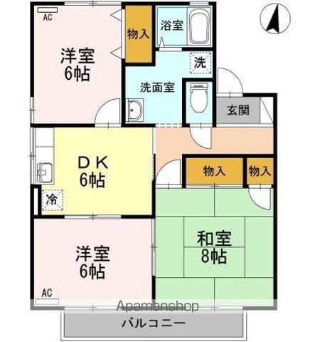 メルベーユKEN A棟(3DK/1階)の間取り写真