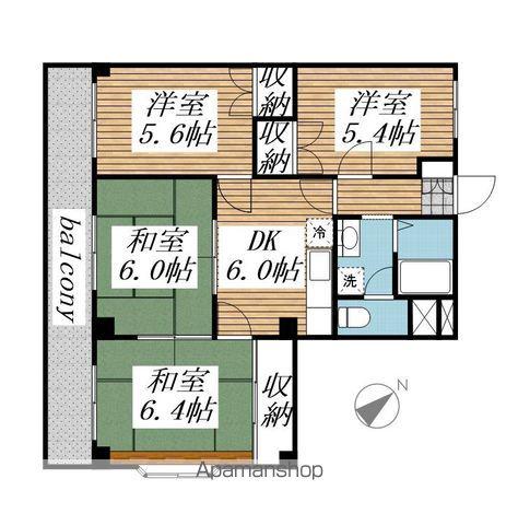 グランドハイツ徳野(4DK/4階)の間取り写真