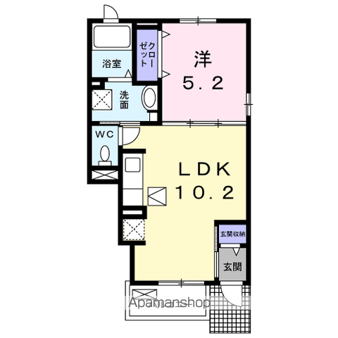 スクエア名東Ⅲ(1LDK/1階)の間取り写真