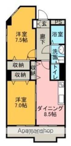 イダカダイビル(2DK/2階)の間取り写真
