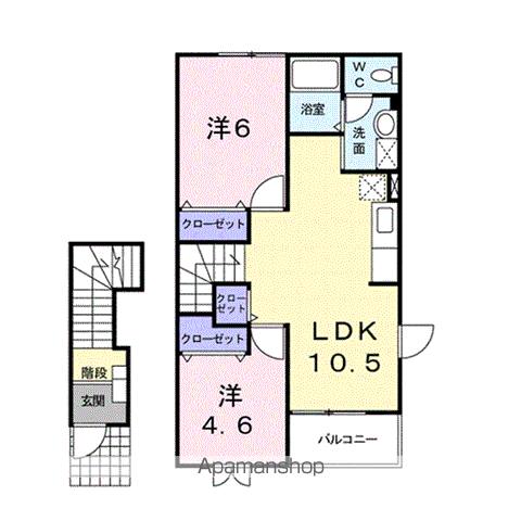 ドミールD(2LDK/2階)の間取り写真