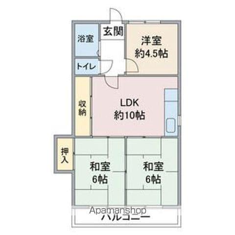 第2コーポ柴田(3LDK/3階)の間取り写真