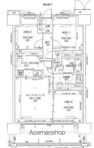 ポレスター橘通(3LDK/14階)の間取り写真