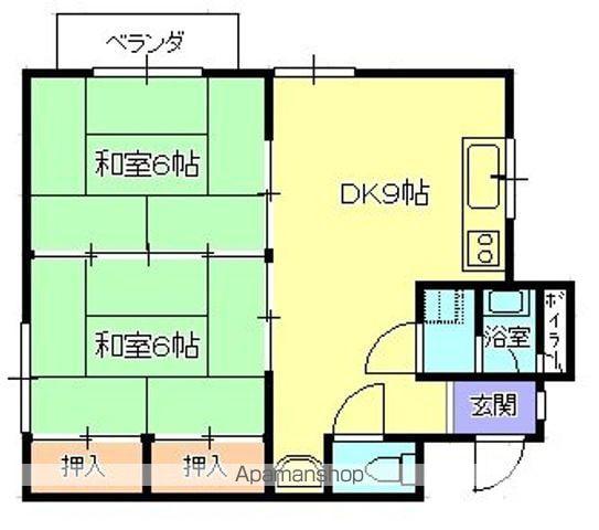 高殿ビル(2DK/3階)の間取り写真