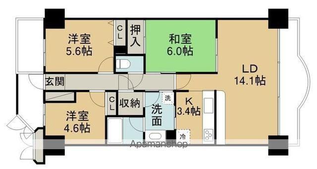 プレステージ青山(3LDK/5階)の間取り写真