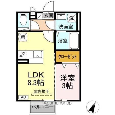 フロレスタB(1LDK/2階)の間取り写真