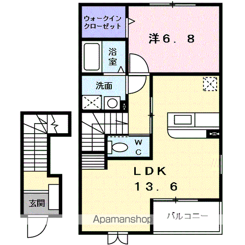 シアンドバリ-K(1LDK/2階)の間取り写真