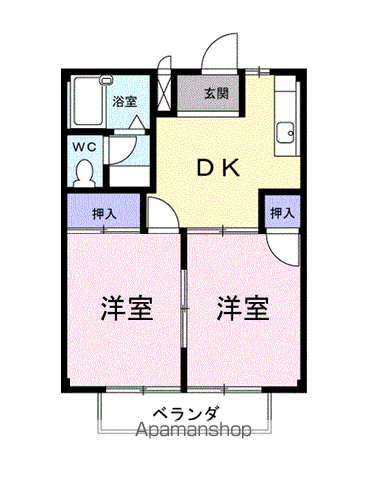サンハイツホヅミ(2DK/1階)の間取り写真