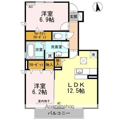 ソシア・ミズノ(2LDK/1階)の間取り写真