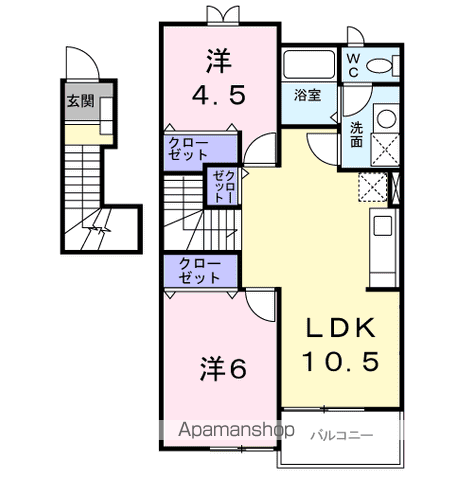 メゾンエレガン(2LDK/2階)の間取り写真