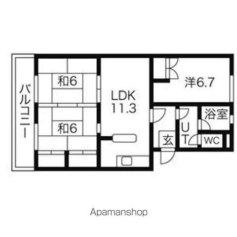 杜栄マンションN棟(3LDK/3階)の間取り写真