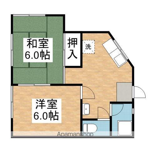 第二織田ビル(2K/4階)の間取り写真