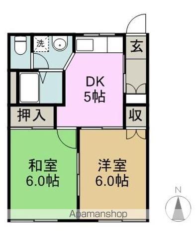 フレグランスファミリアA(2K/1階)の間取り写真