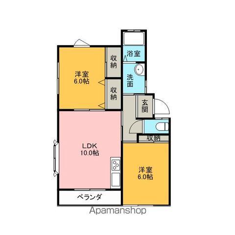 南ヒルズB(2LDK/1階)の間取り写真