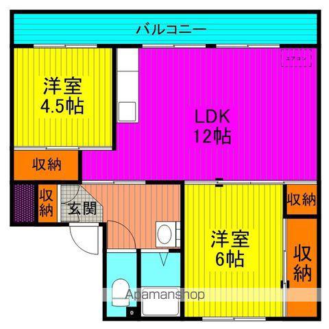 ヴィラナリー菅内Ⅱ(2LDK/4階)の間取り写真