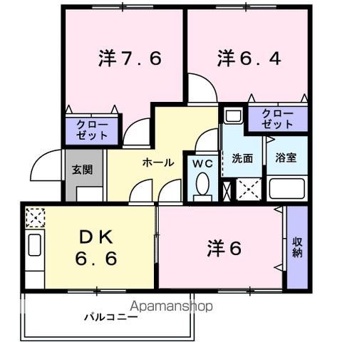 メゾンプルミエールⅣ(3DK/1階)の間取り写真