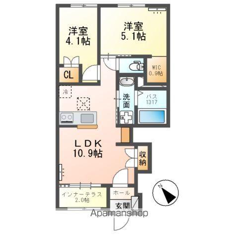 袋原アパート2期工事(2LDK/1階)の間取り写真
