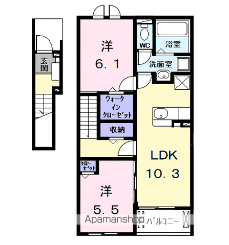 ヒカルサ名古屋港区大西Ⅰ(2LDK/2階)の間取り写真