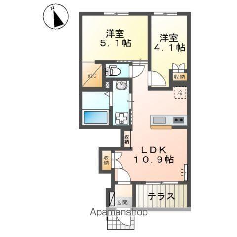 パドレ ムールトメスク(2LDK/1階)の間取り写真