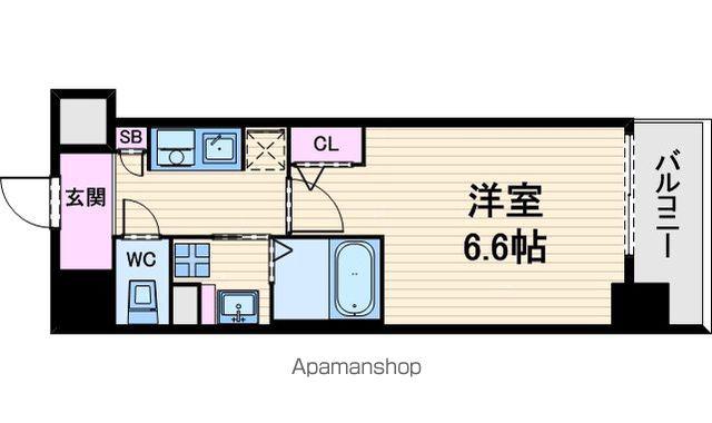 クリスタルブライト谷町(1K/9階)の間取り写真