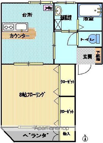 ピュア・ピブルス(1DK/2階)の間取り写真