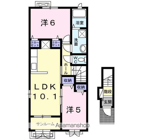 ラ ナチュールⅡ(2LDK/2階)の間取り写真