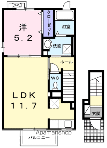 マロンガーデンA(1LDK/2階)の間取り写真