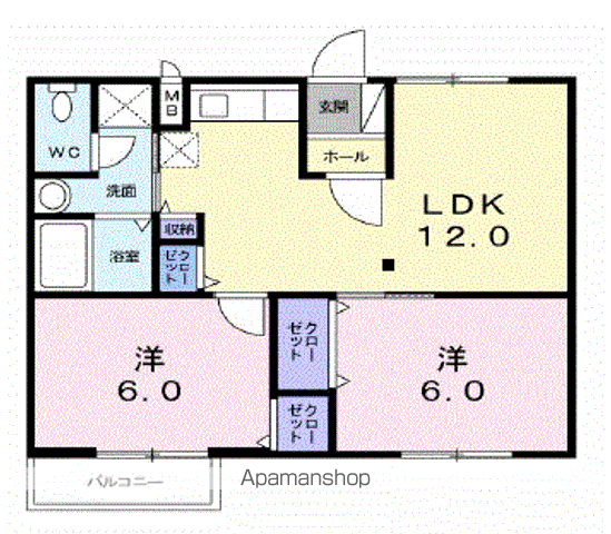 サングレープ(2LDK/2階)の間取り写真