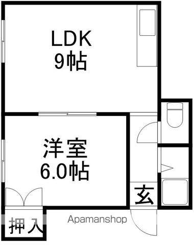 ノーブルハイム(1DK/2階)の間取り写真