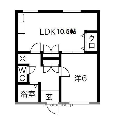 キャッスル新坂第二(1LDK/3階)の間取り写真