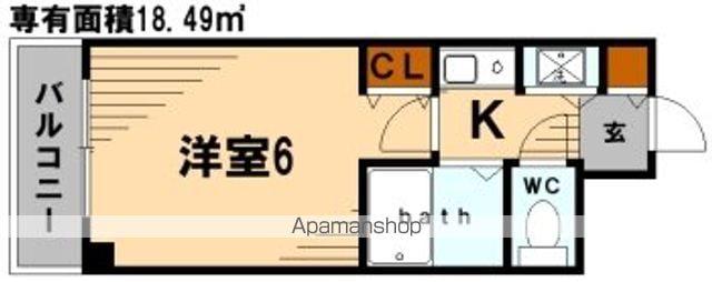 R17α(1K/2階)の間取り写真