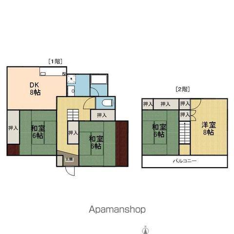 畑寺戸建て A棟(4DK/2階)の間取り写真