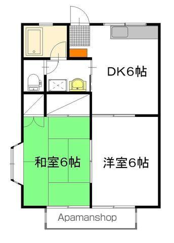 ペガサスハイツエビウチ(2DK/2階)の間取り写真